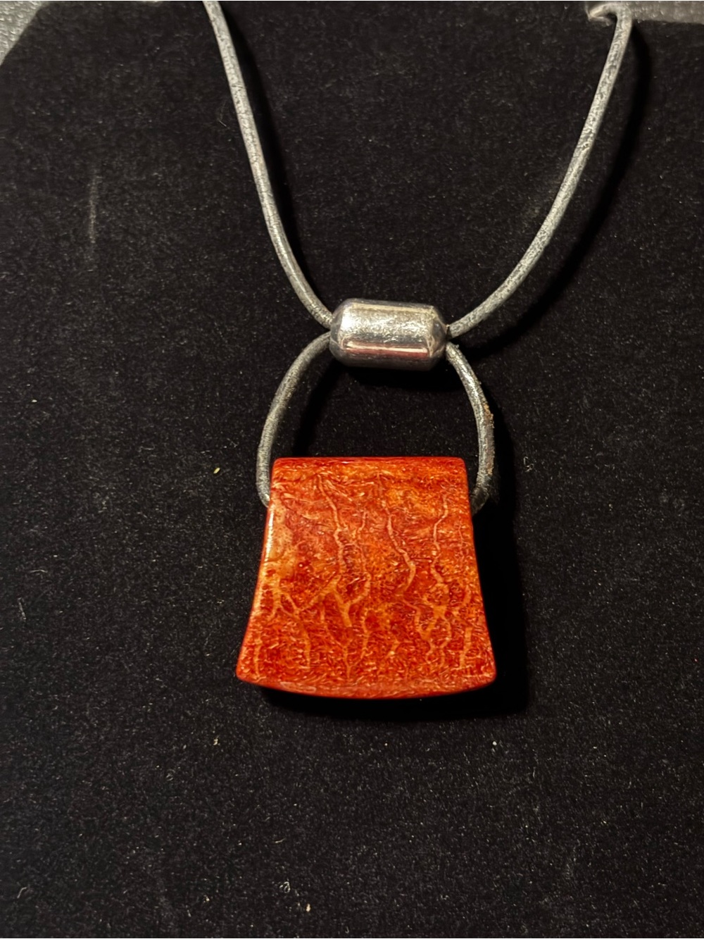 Silpada Coral “Cardinal Rule”  Red Pendant Necklace Boho Beach Distressed Surfer